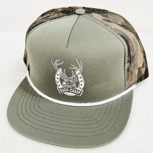 Duck Camp Lucky Deer Retro Trucker Foam Hat Cap Adjustable Snapback Green‎